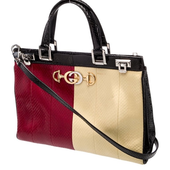 Gucci Python Colorblock Horsebit GG Zumi Shoulder Bag - Picture 3 of 9